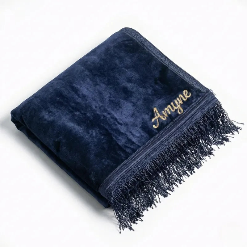 Tapis de prière Personnalisé rectangulaire - Flocage Prénom Dorée - Velours Premium