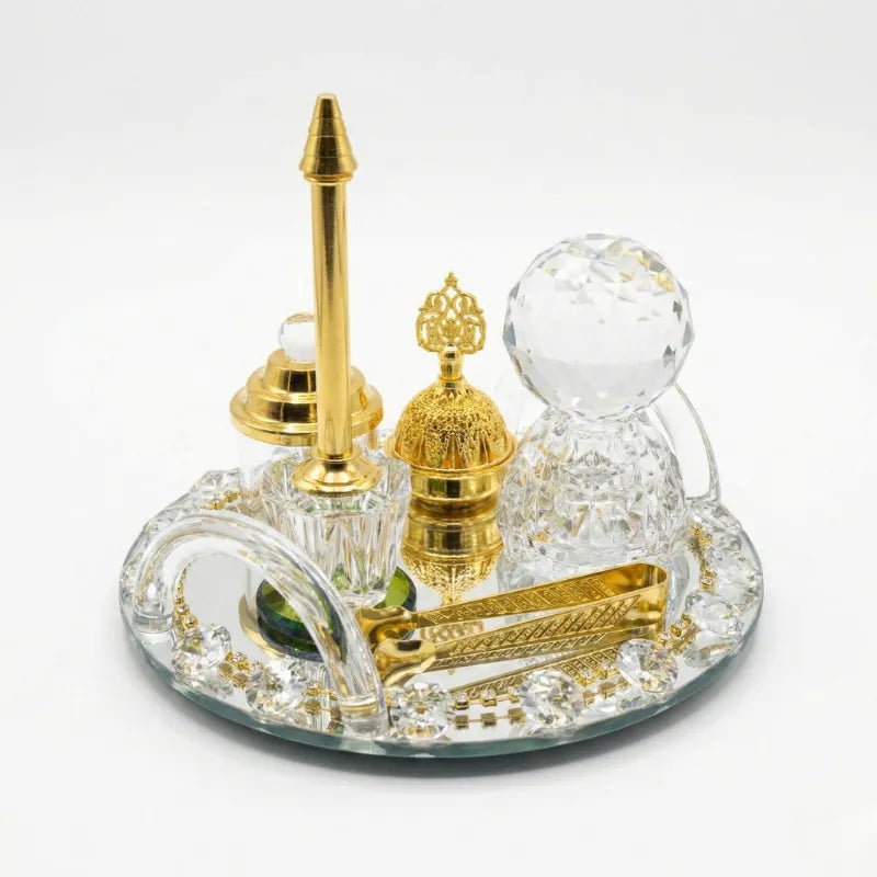 Set encensoir (brûleur d'encens) avec plateau tournant en verre
