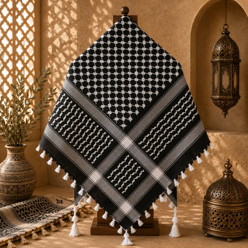 Keffieh/Kufiya Contour Pompons noir