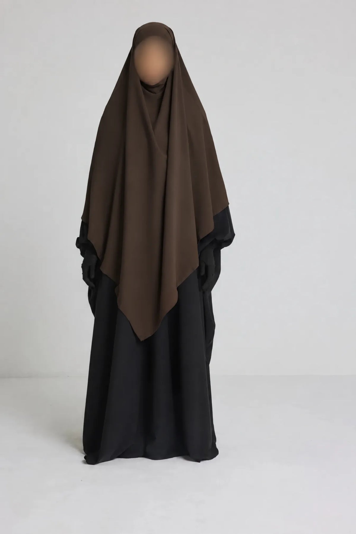 Khimar Long Soie de Médine marron foncé