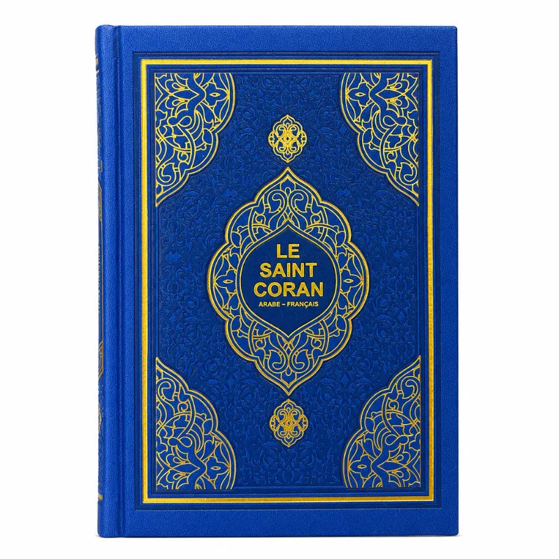 Le noble Coran Bleu avec traduction française - 17,5 cm x 13 cm (Petit)