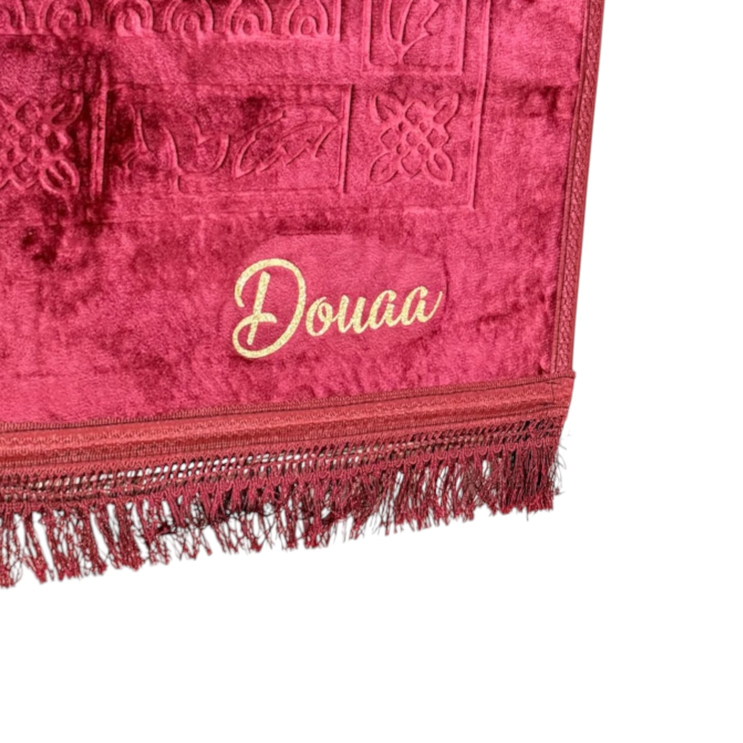 Tapis de prière Personnalisé - Broderie Prénom Dorée - Velours Premium