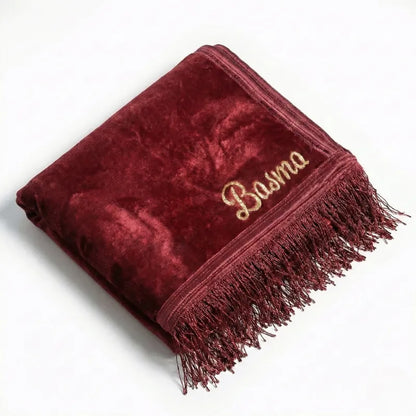 Tapis de prière Personnalisé - Flocage Prénom Dorée - Velours Premium