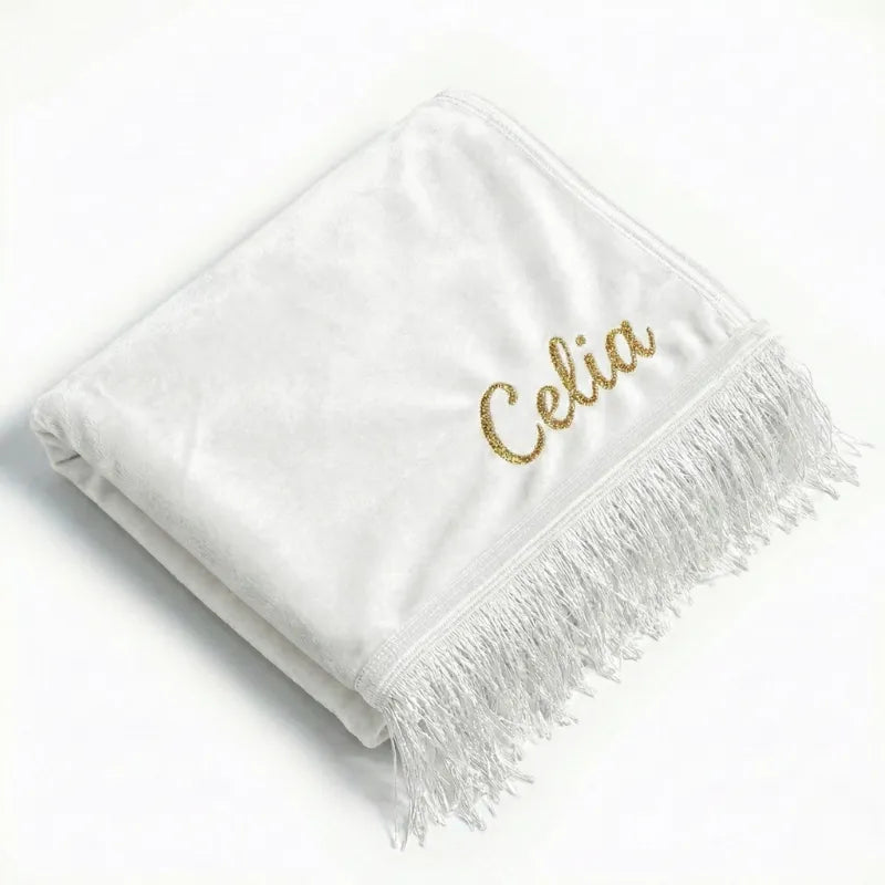 Tapis de prière Personnalisé - Flocage Prénom Dorée - Velours Premium