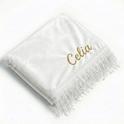 Tapis de prière Personnalisé - Flocage Prénom Dorée - Velours Premium