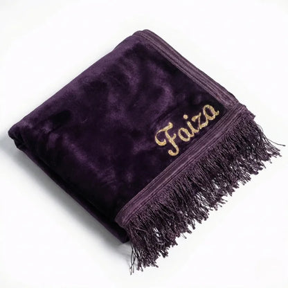 Tapis de prière Personnalisé - Flocage Prénom Dorée - Velours Premium