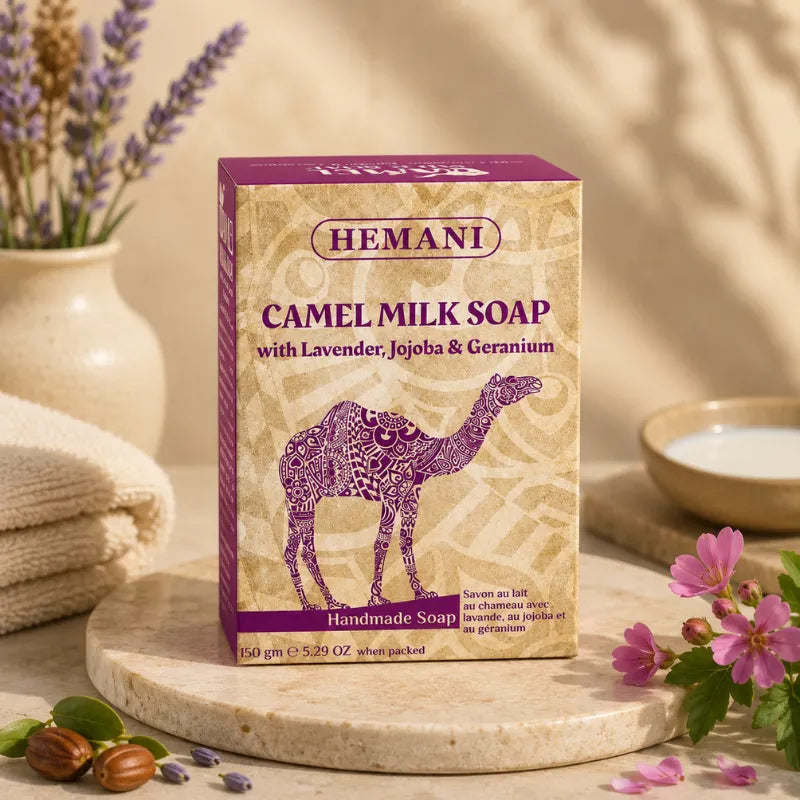 HEMANI - Savon au lait de chamelle à la lavande, au jojoba et au géranium