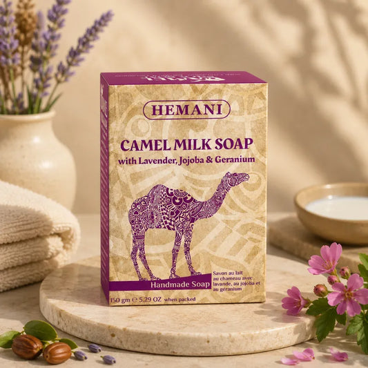 HEMANI - Savon au lait de chamelle à la lavande, au jojoba et au géranium