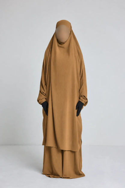 Ensemble Jilbeb 2 pièces avec Jupe Jazz marron orangé
