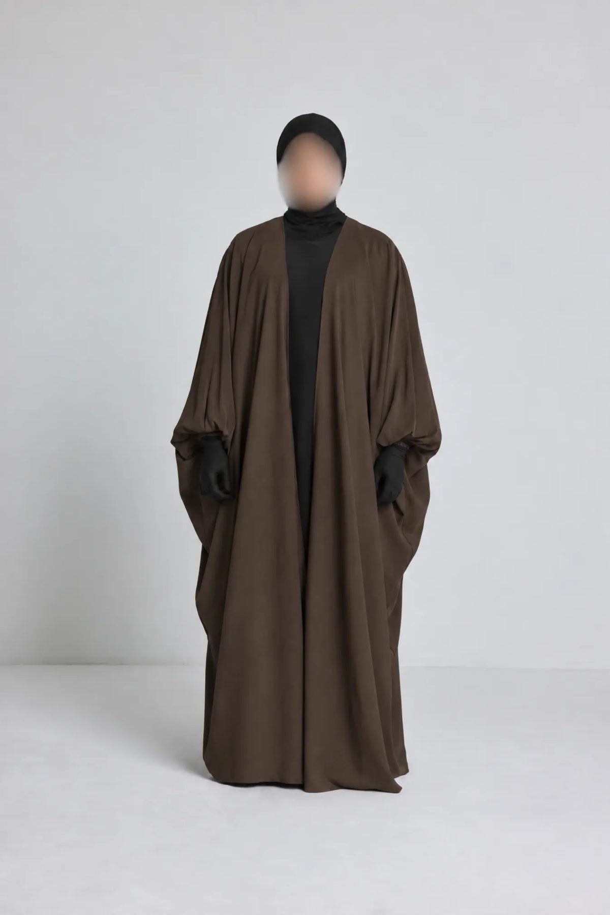 Kimono manche serré en soie de médine marron foncé
