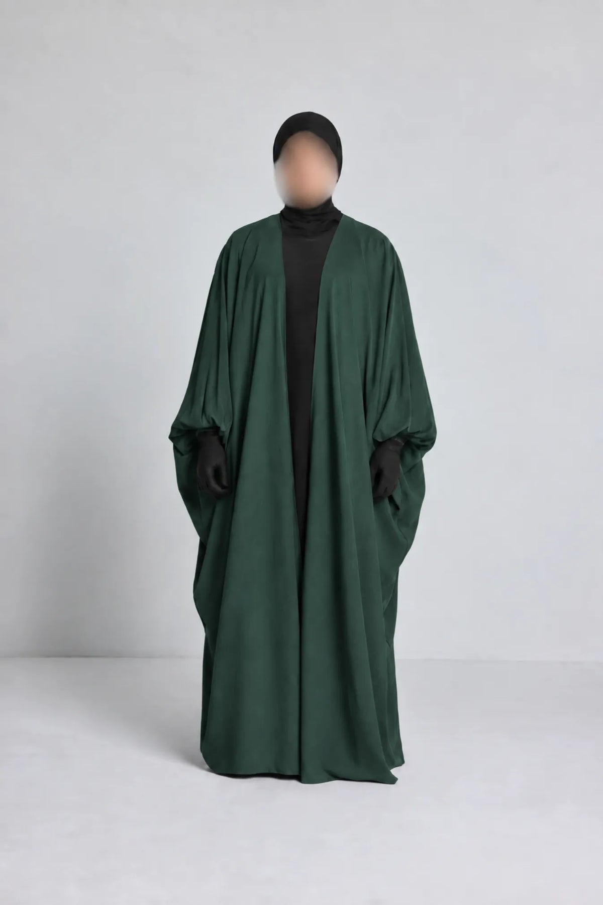 Kimono manche serré en soie de médine vert sapin