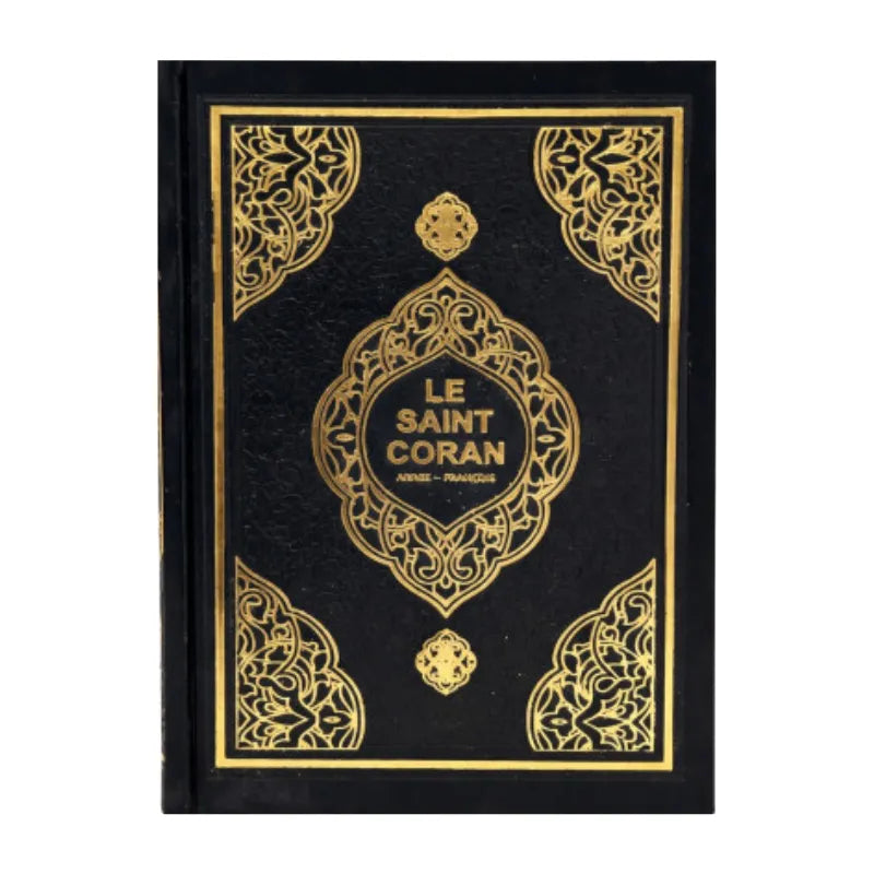 Le noble Coran Noir avec traduction française - 17,5 cm x 13 cm (Petit)