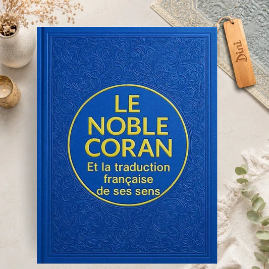 Le noble Coran avec traduction française - Taille Grand bleu foncé