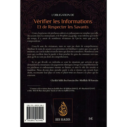 L'obligation de vérifier les informations et de respecter les savants