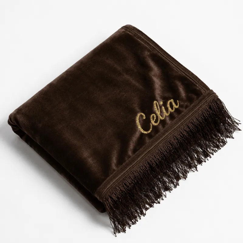 Tapis de prière Personnalisé rectangulaire - Flocage Prénom Dorée - Velours Premium
