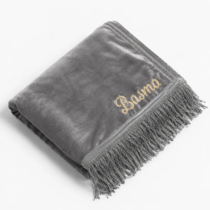 Tapis de prière Personnalisé rectangulaire - Flocage Prénom Dorée - Velours Premium