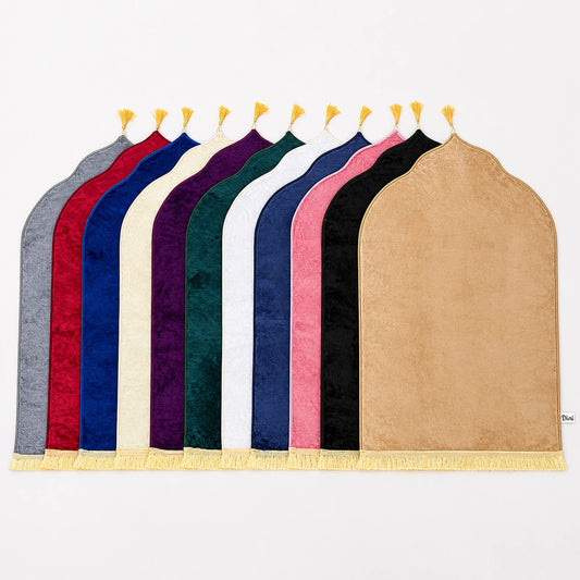 Tapis de prière Personnalisé en pointe - Flocage Prénom Dorée - Velours Premium