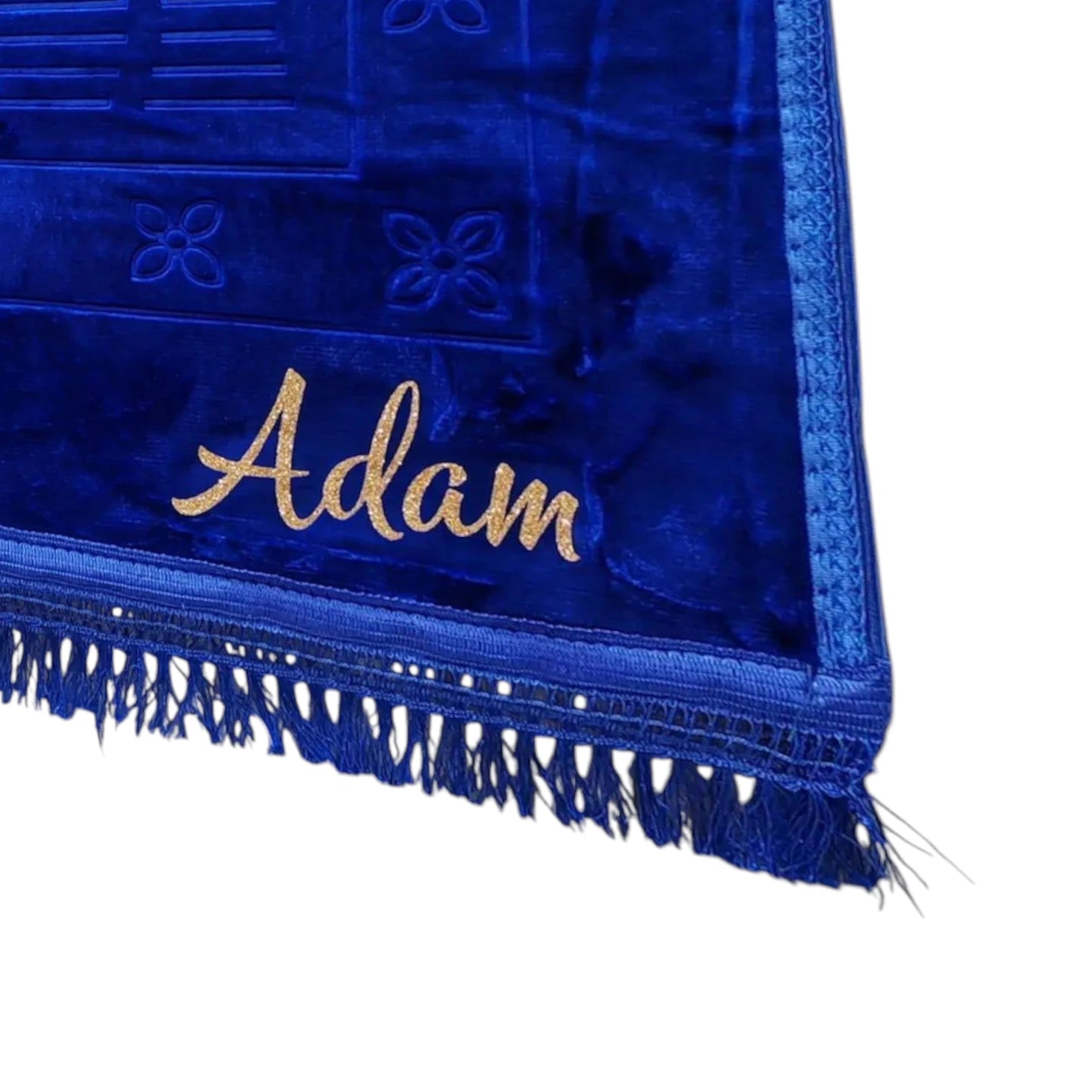 Tapis de prière Personnalisé - Broderie Prénom Dorée - Velours Premium