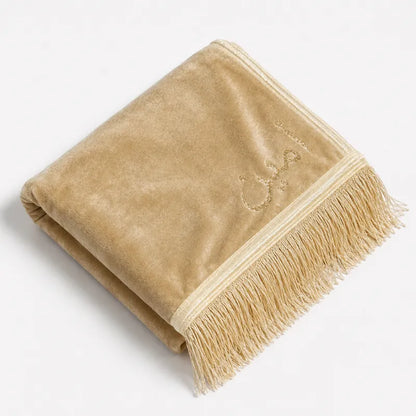 Tapis de prière Personnalisé en pointe - Flocage Prénom Dorée - Velours Premium