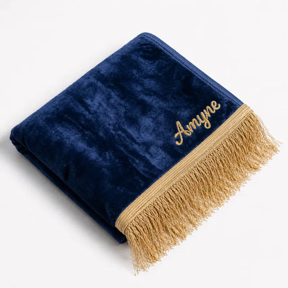 Tapis de prière Personnalisé en pointe - Flocage Prénom Dorée - Velours Premium