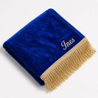 Tapis de prière Personnalisé en pointe - Flocage Prénom Dorée - Velours Premium